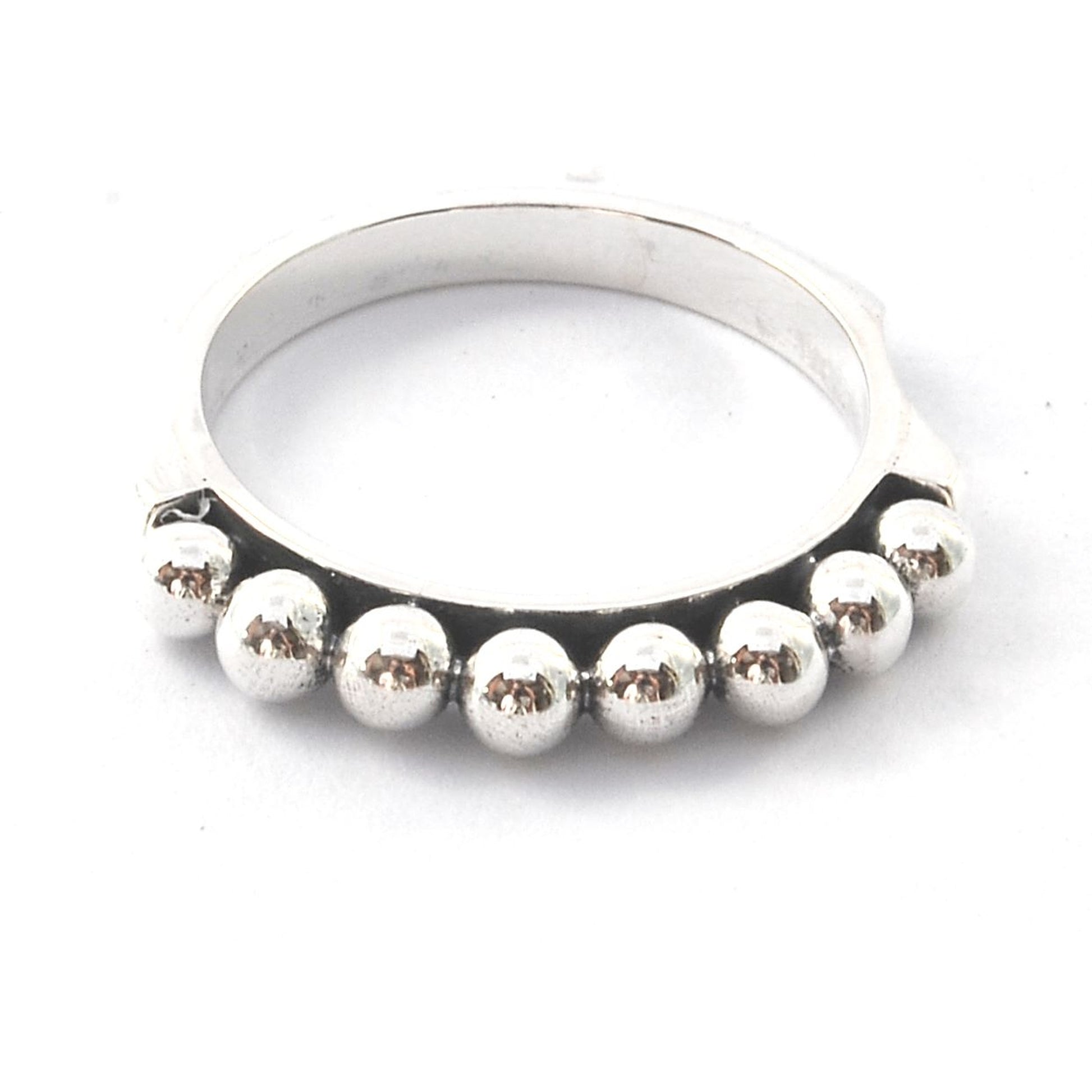 Sterling silver beaded ring.