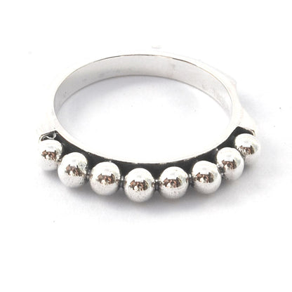 Sterling silver beaded ring.