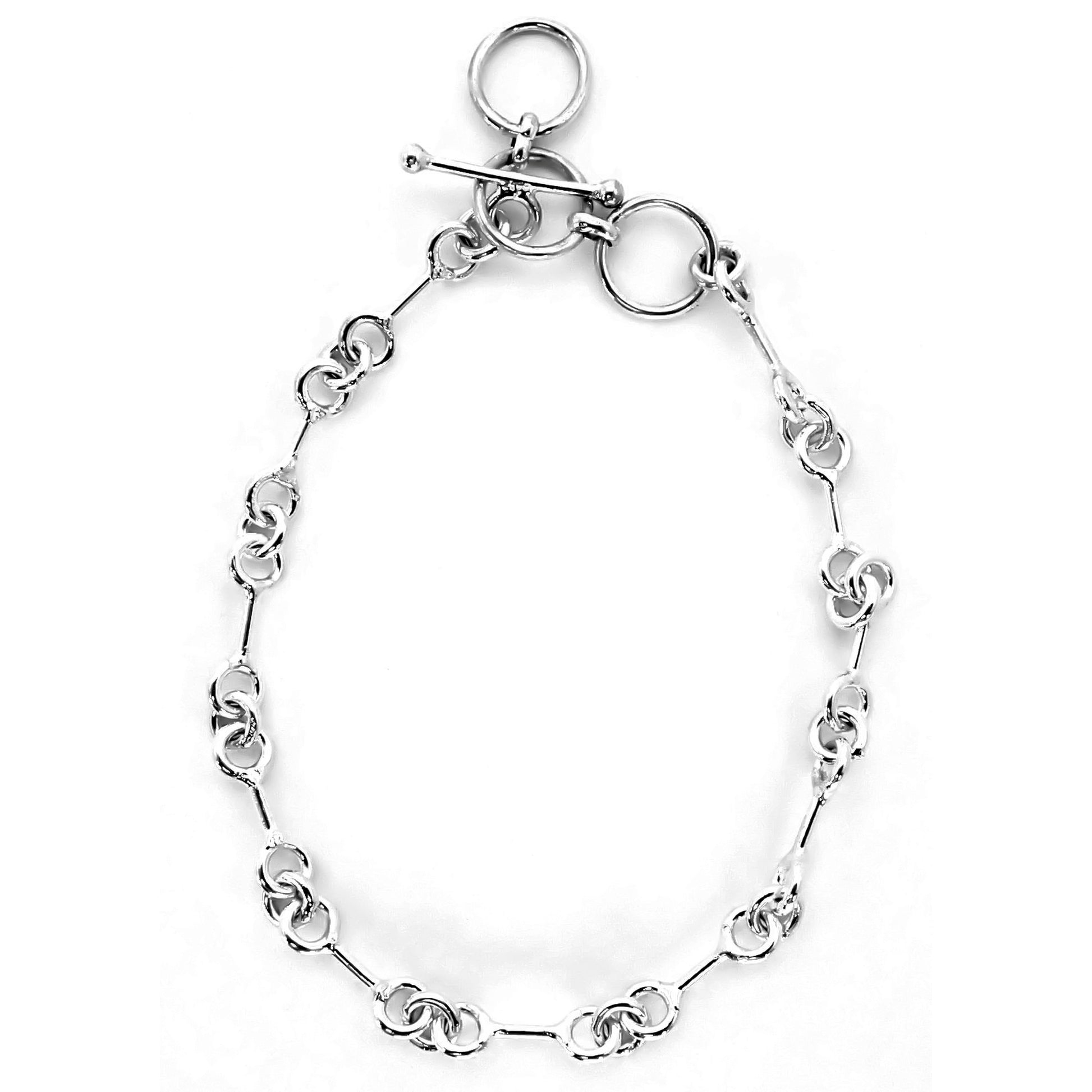 Lightweight silver link bracelet.