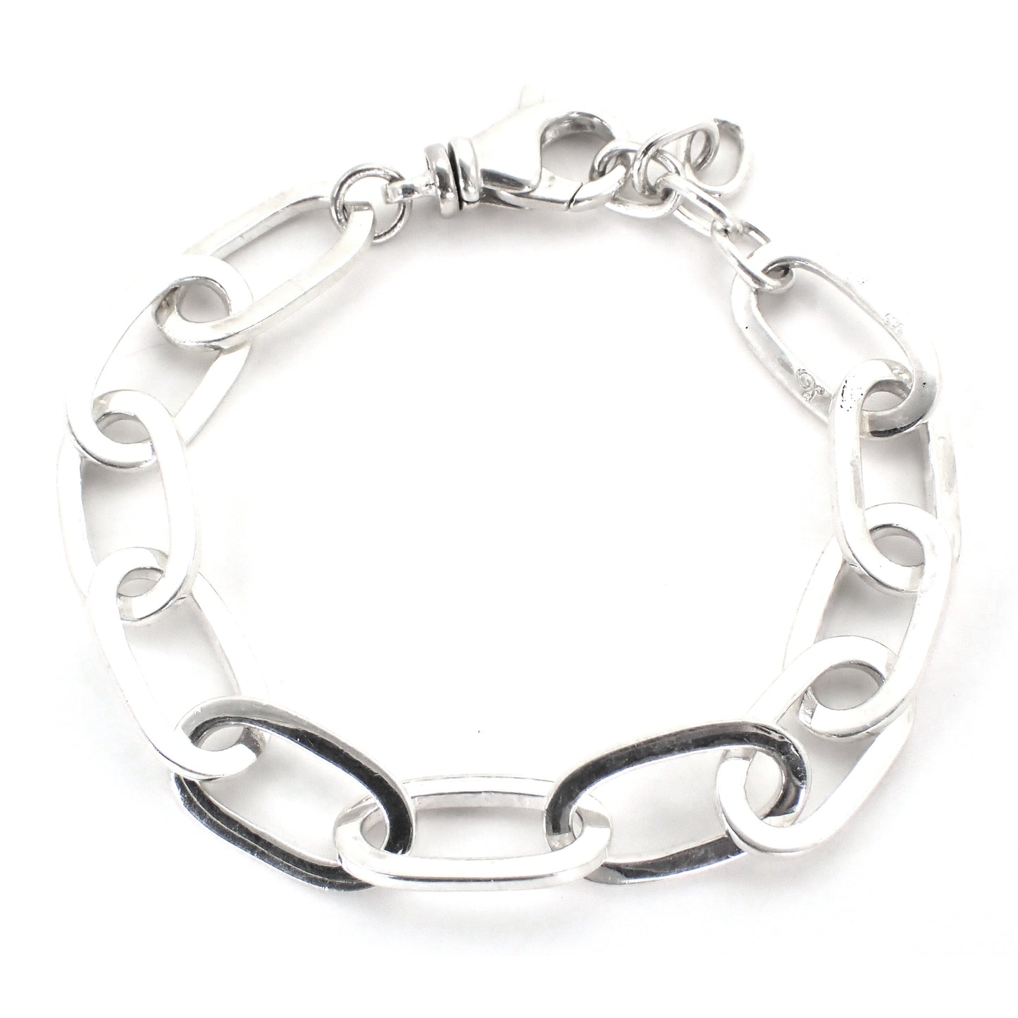 Silver high polish link bracelet.