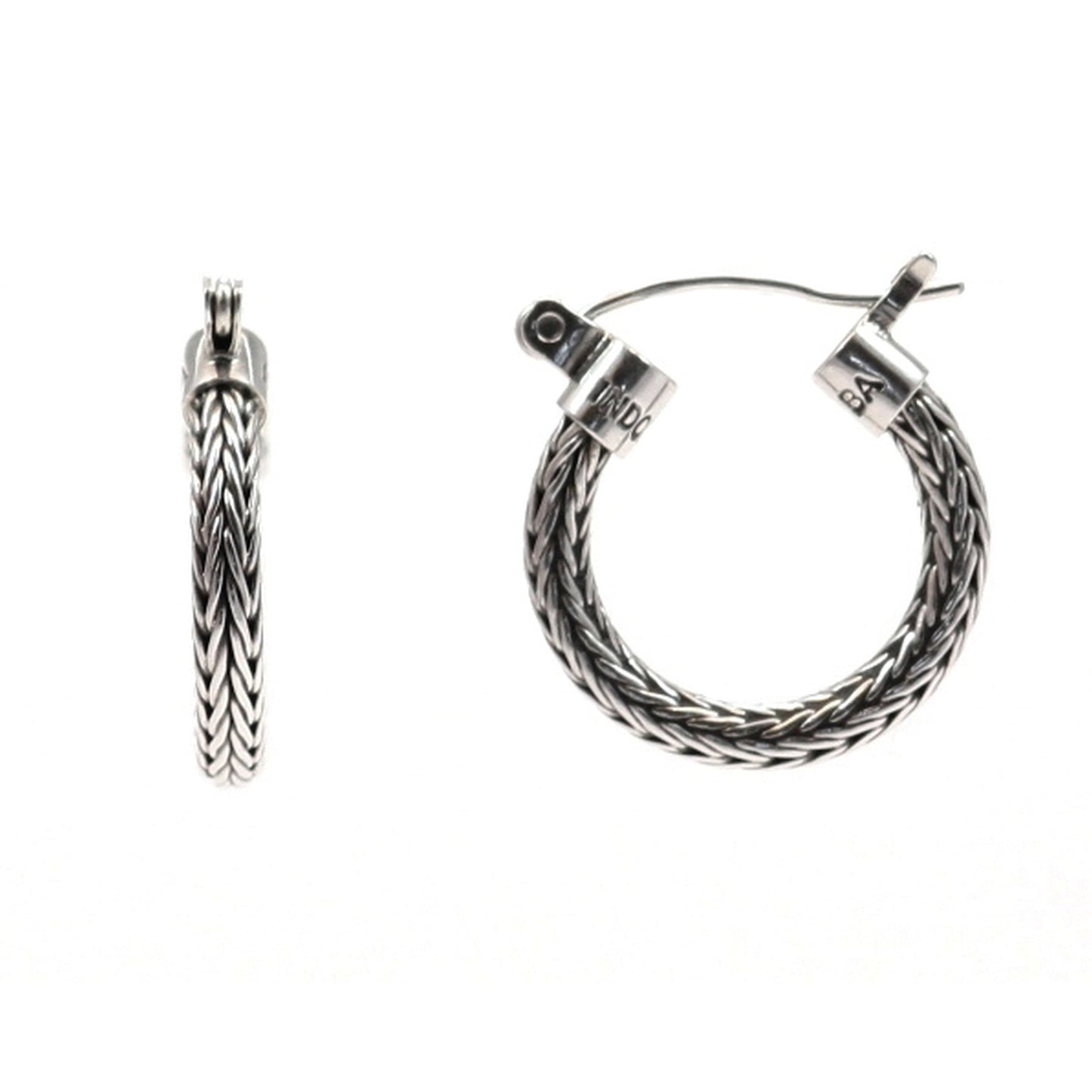 E217 .925 Sterling Silver Tulang Naga Bali Hoop Earrings