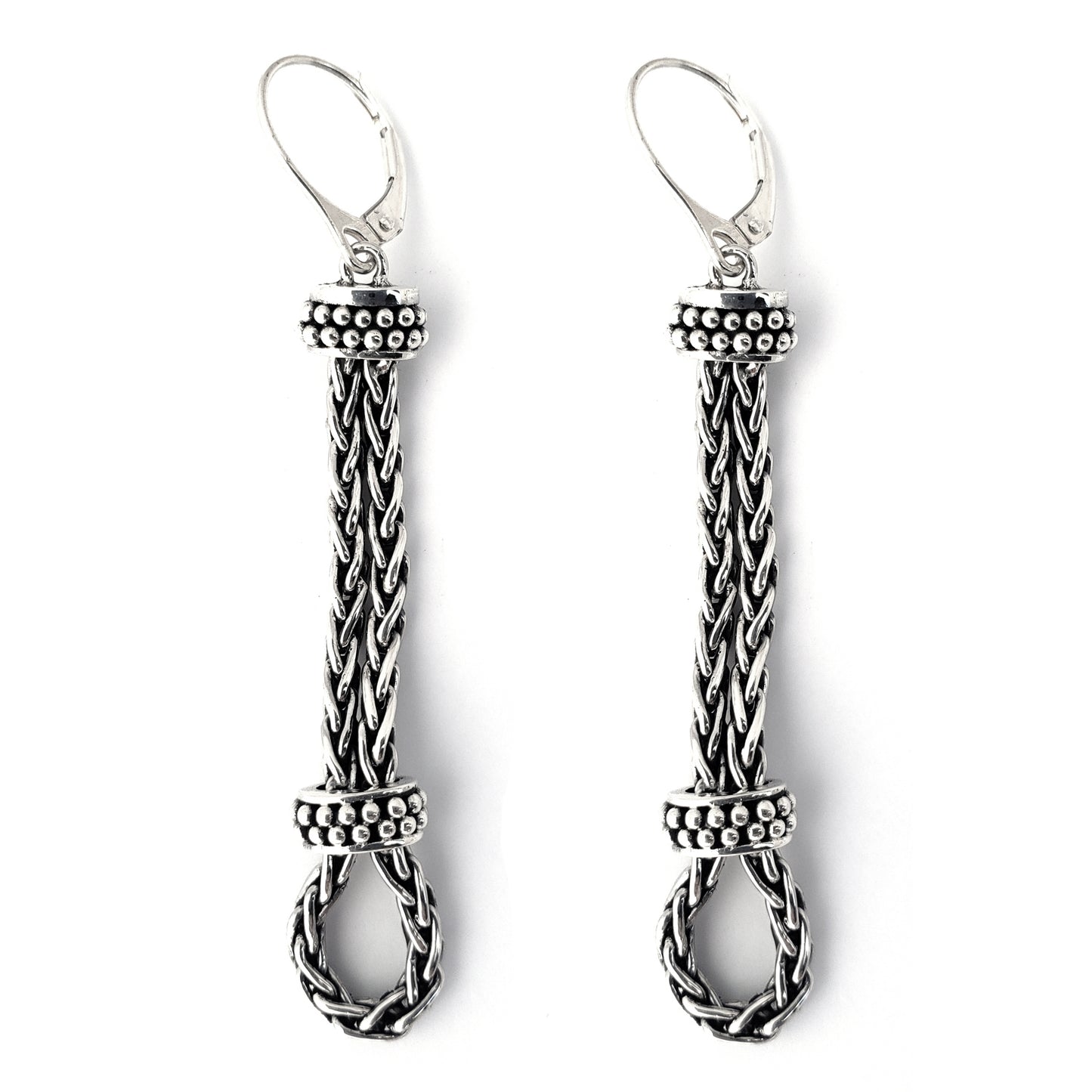 E415 .925 Sterling Silver Looped Chain Bali Earrings