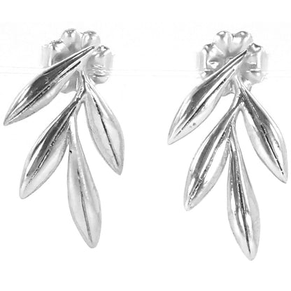 Sterling silver bamboo leaves earrings.