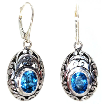 Sterling silver and blue topaz earrings.