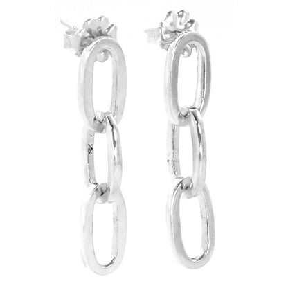 E730 .925 Sterling Silver Oval Link Post Bali Earrings