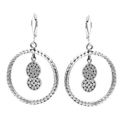 Sterling silver ring and disc drop earrings.