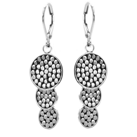 Sterling silver dangle disc earrings.