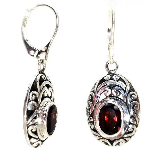 Sterling silver and garnet earrings.
