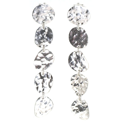 E718 DASA Hammered Five Segment Dangle Post Earrings