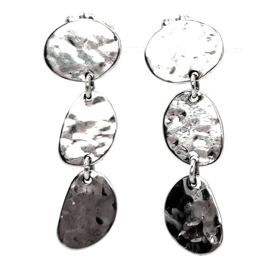 Sterling silver hammered dangle earrings.
