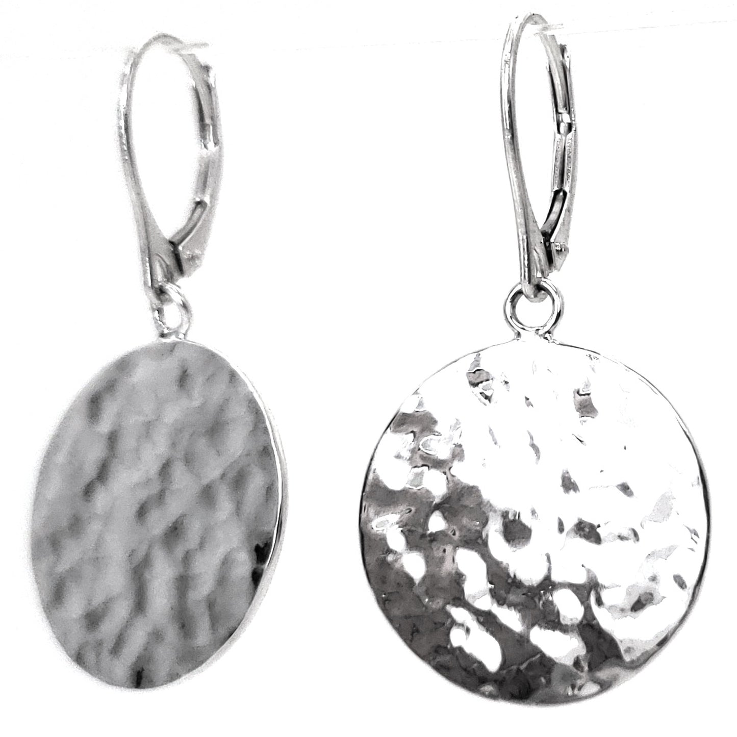 Sterling silver hammered earrings.