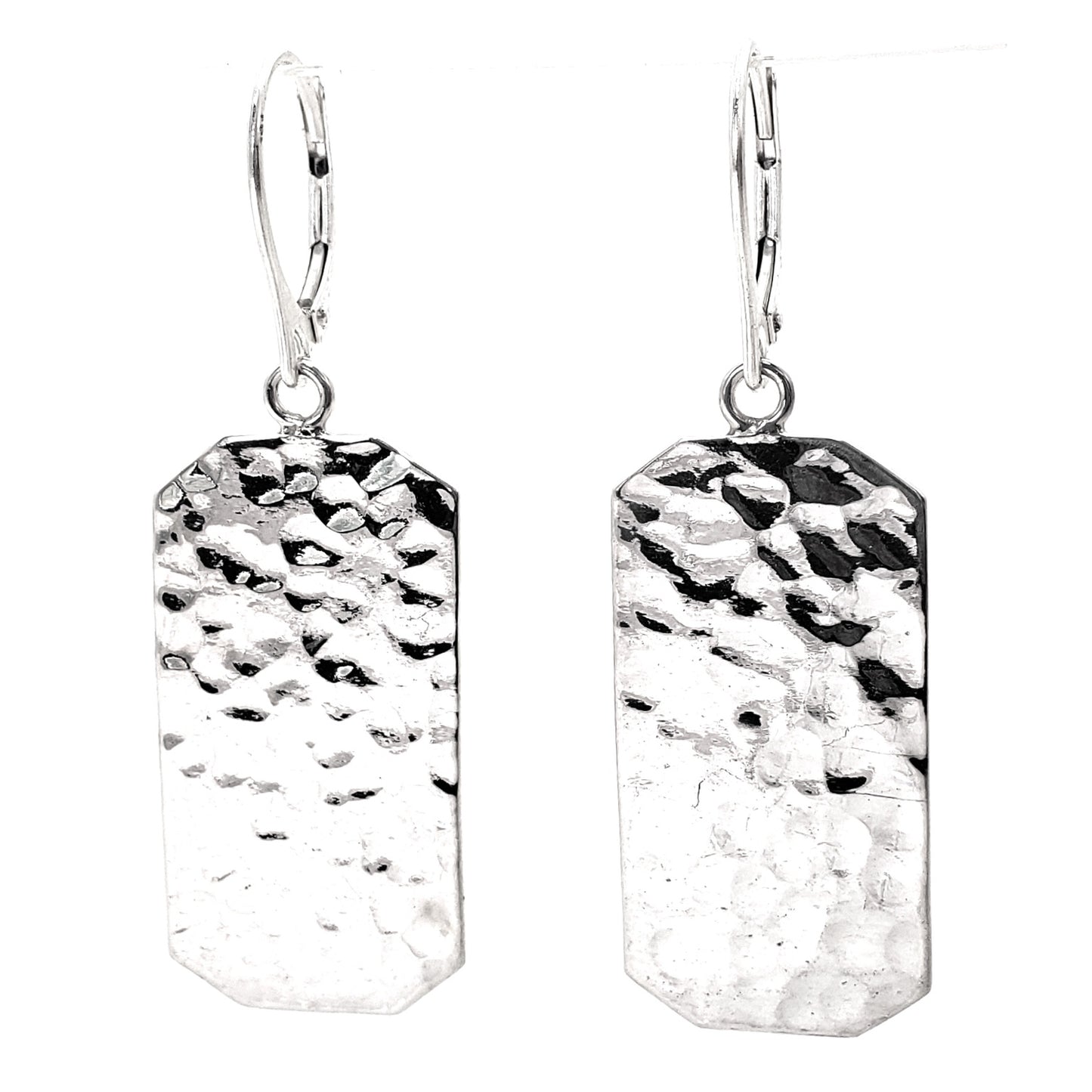 E335 DASA .925 Sterling Silver Hammered Octagonal Earrings