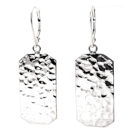 Sterling silver hammered earrings.