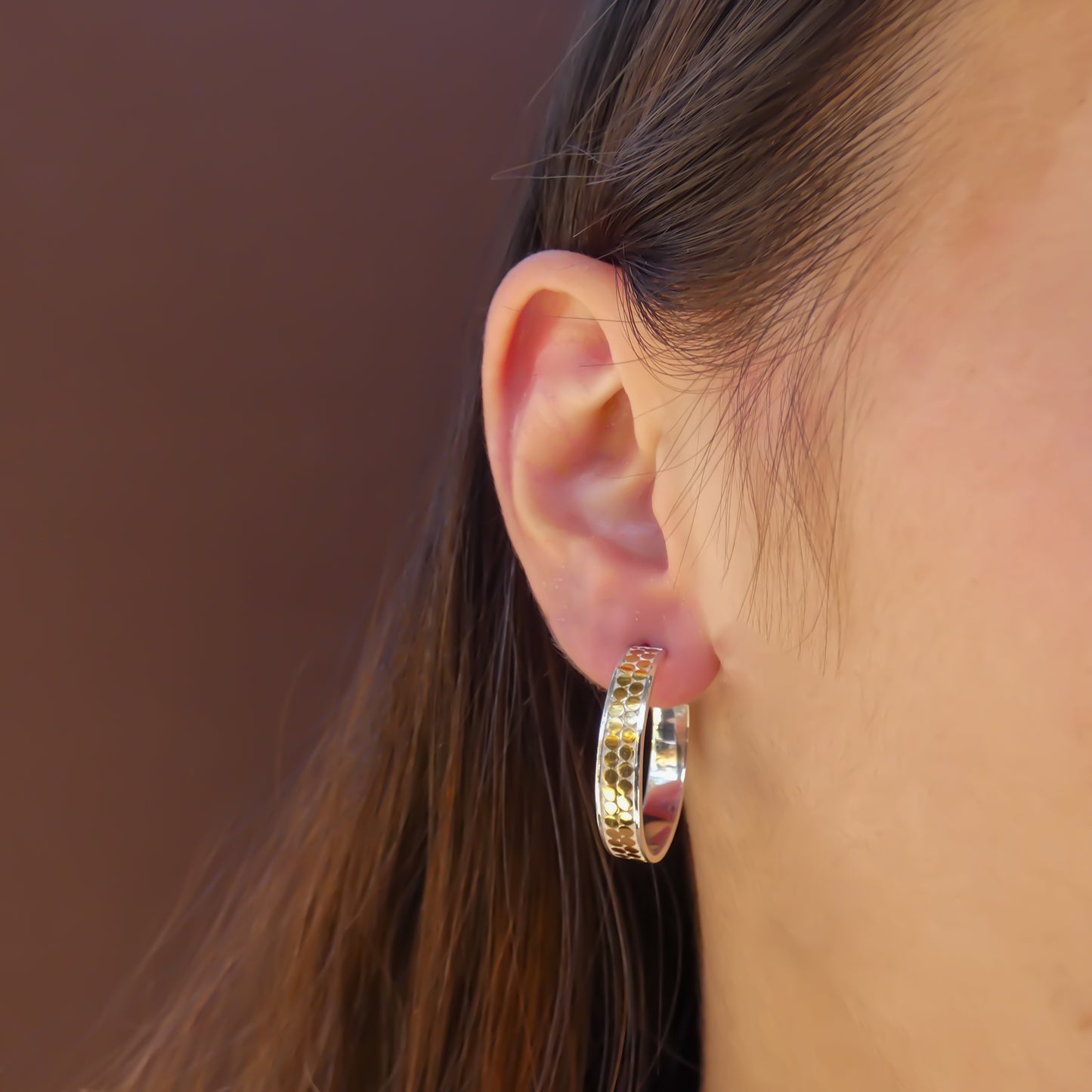 E320G SOHO Double Row Hoop Earrings with 18k Gold Vermeil