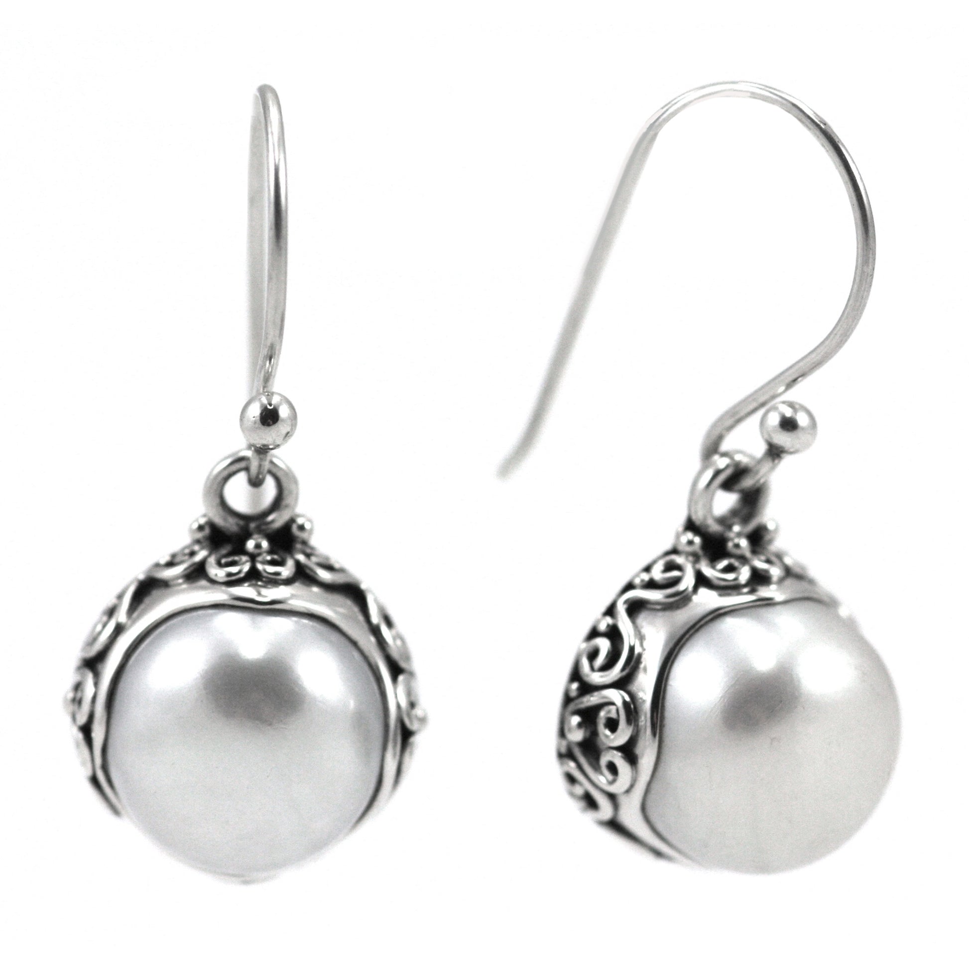 Sterling silver and pearl earrings.