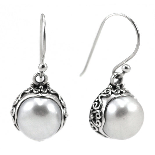 Sterling silver and pearl earrings.