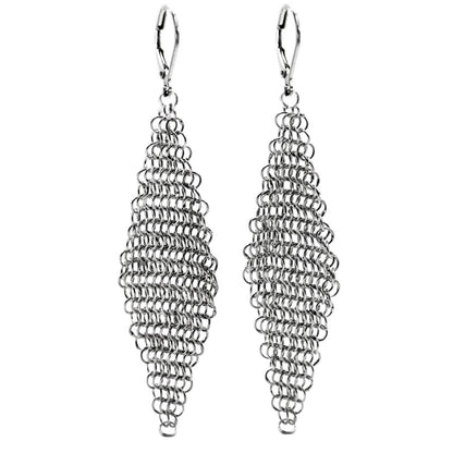 Sterling silver mesh dangle earrings.