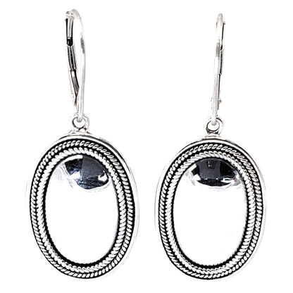 E165 KASI .925 Sterling Silver Mirror Dome Earrings with Rope Trim