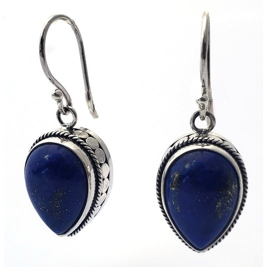 Sterling silver and lapis lazuli earrings.