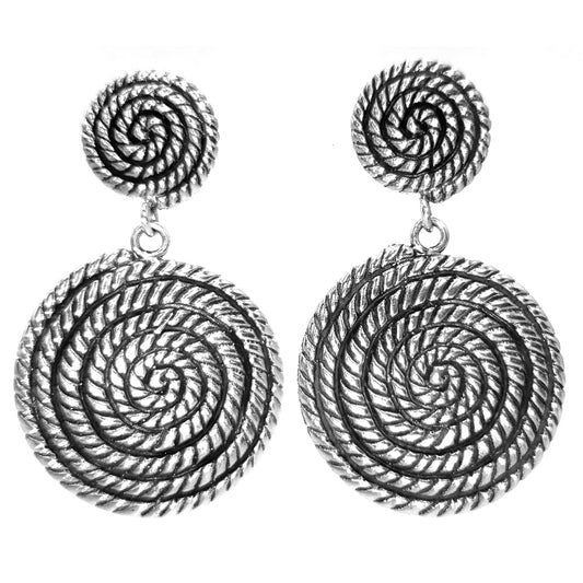 Sterling silver spiral earrings.