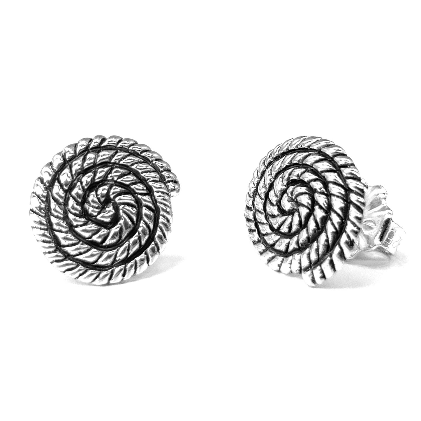E879 ANYA .925 Sterling Silver Spiral Woven Post Bali Earrings