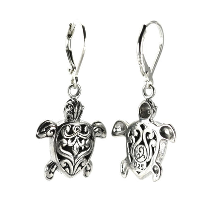 Sterling silver turtle earrings