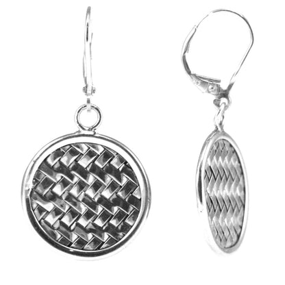 Round woven silver earrings.