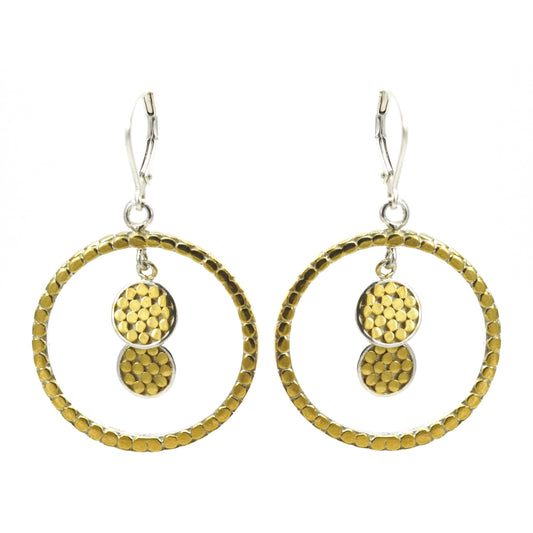 E315G SOHO Sterling Silver Double Dangle Disc Earrings with 18k Gold Vermeil.