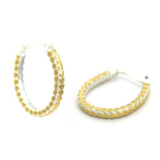 E839G SOHO Sterling Silver Horseshoe Earrings with 18k Gold Vermeil