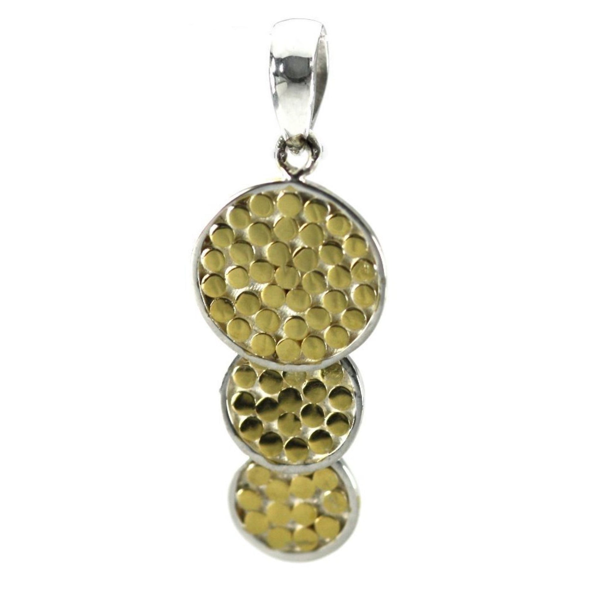 Sterling silver and gold dangle pendant.