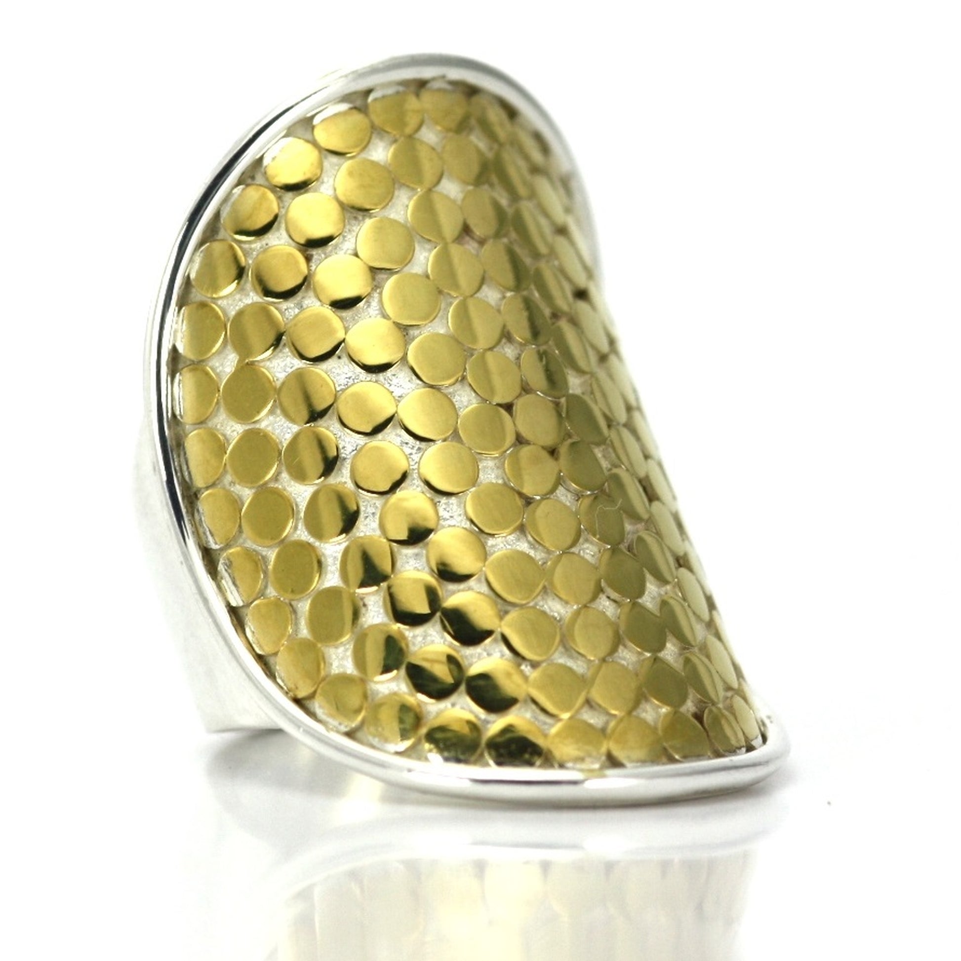 Sterling silver and gold dotted ring.