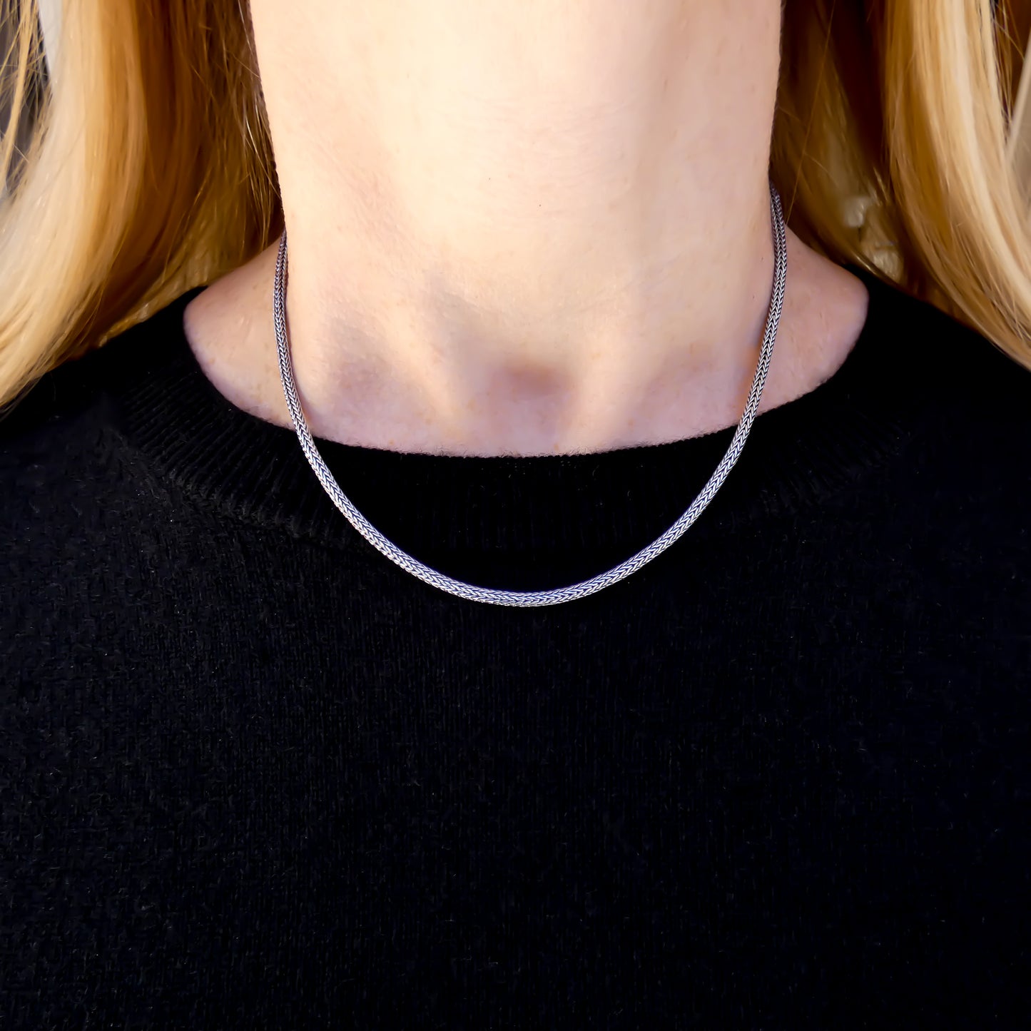 TN2m16-18" Herringbone Fine Necklace Chain from Bali.
