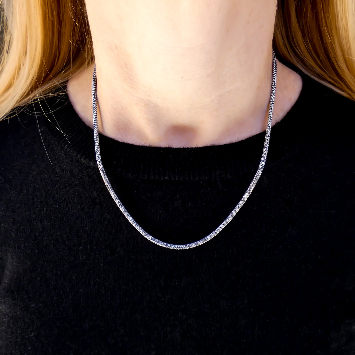 Sterling silver chain necklace.