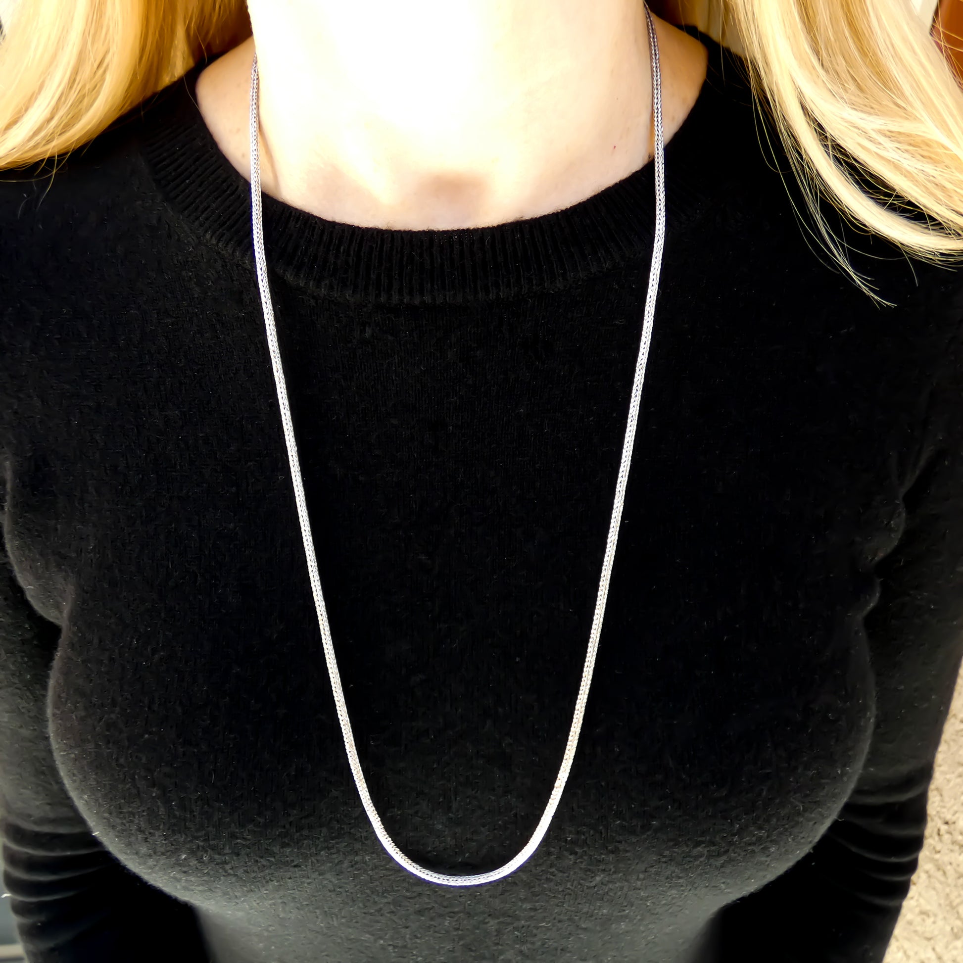 Sterling silver chain necklace.
