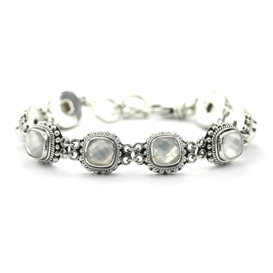 B002MPF LIMITED Link Bracelet with Mother of Pearl Doublets