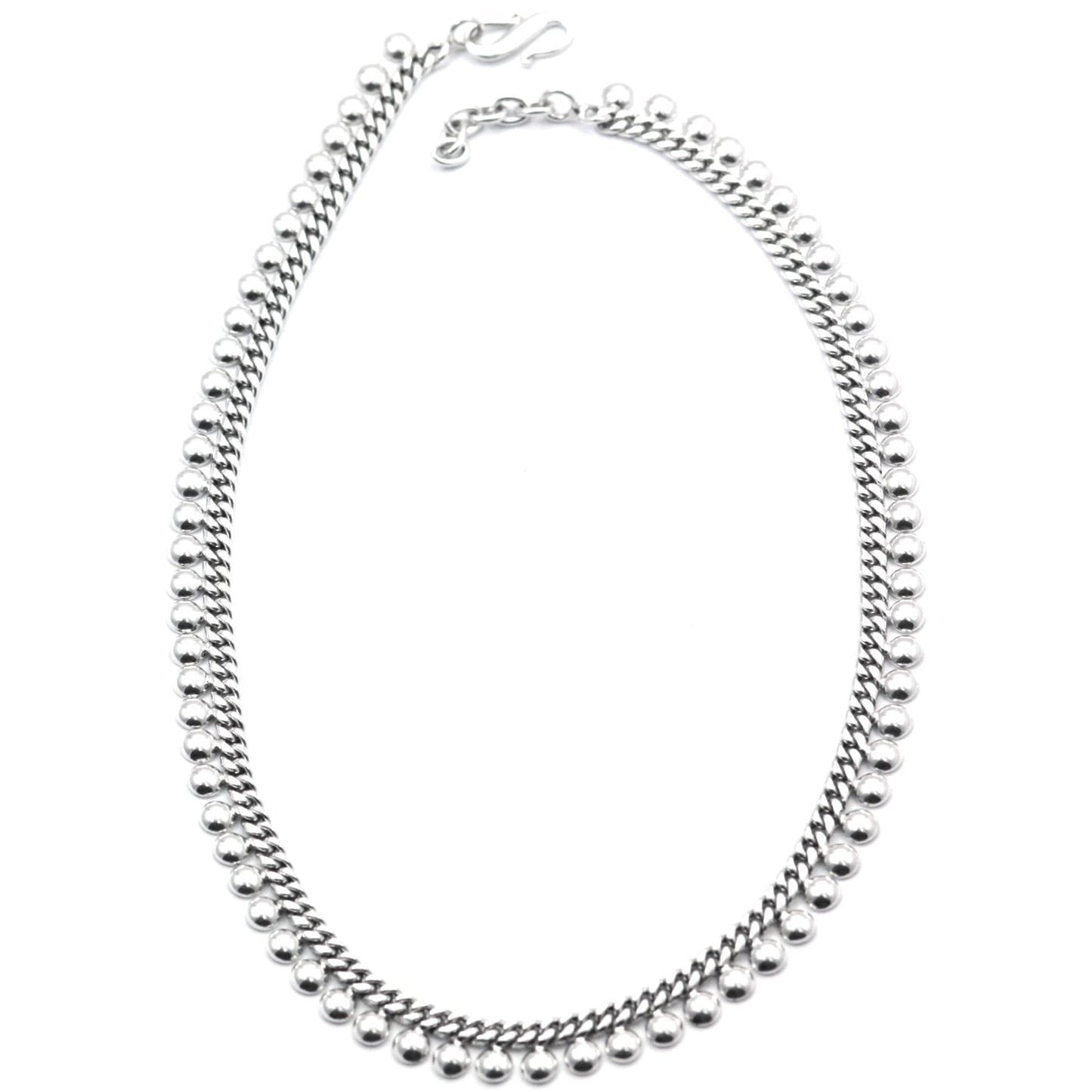 Beaded flowing sterling silver necklace.