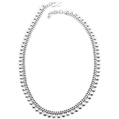 Beaded flowing sterling silver necklace.