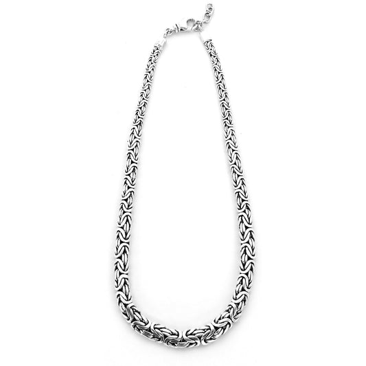 N747 .925 Sterling Silver Graduated and Oval Byzantine Chain Necklace