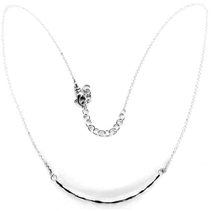 Sterling silver curved bar necklace.