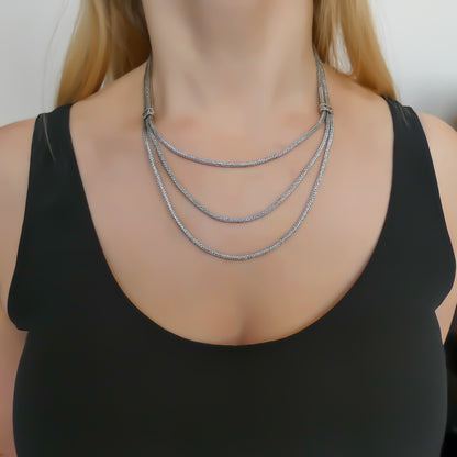 N700 .925 Sterling Silver Three Chain Necklace