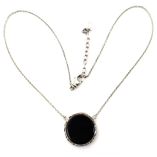 N150BO DEWI .925 Sterling Silver and Onyx 16-18" Bali Necklace