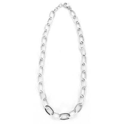 N730 .925 Sterling Silver Oval Chain Link Bali Necklace