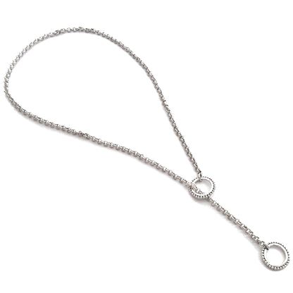 Lariat style sterling silver necklace.