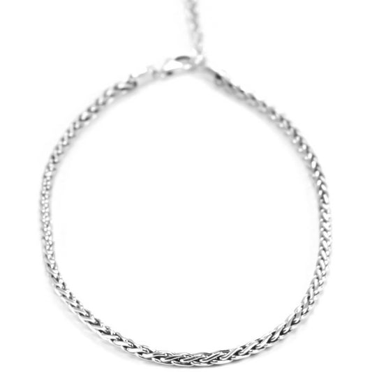 Five milimeter sterling silver wheat chain necklace.