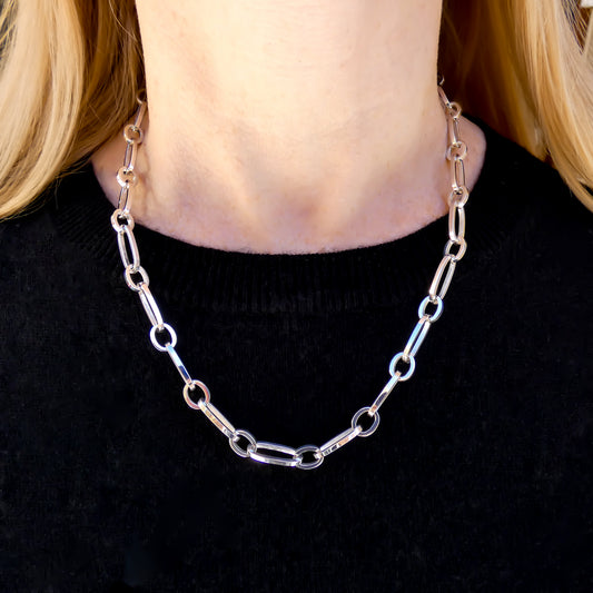Sterling silver link toggle necklace.