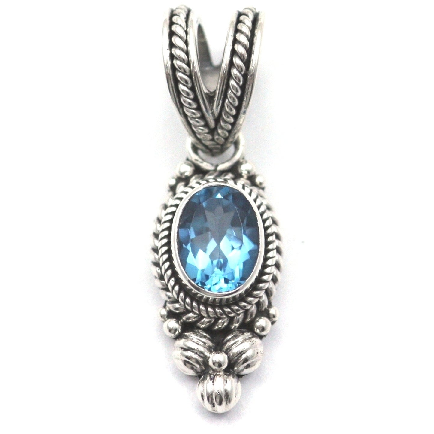 P012BT PADMA .925 Sterling Silver Pendant with 6x8mm Swiss Blue Topaz