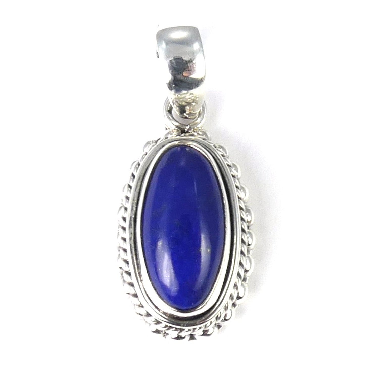 Sterling silver and lapis pendant.
