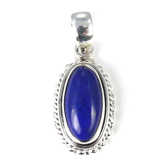 Sterling silver and lapis pendant.
