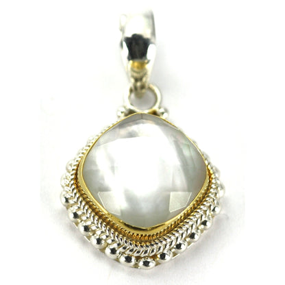 P009MPFG PADMA .925 Sterling Silver and 18k Pendant with Mother of Pearl Doublet Gemstone