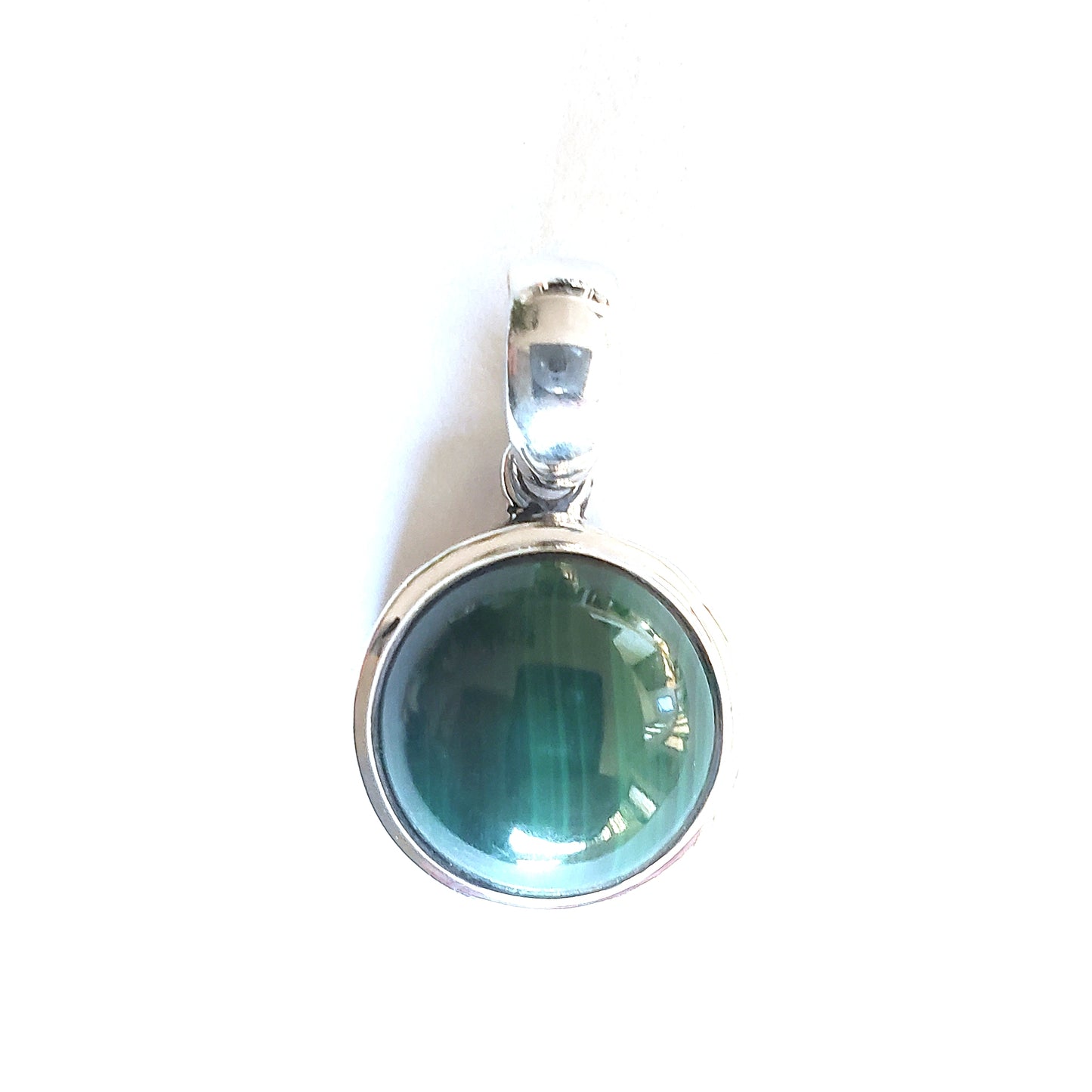 P745MA LIMITED .925 Sterling Silver Pendant with a Round Malachite Gemstone